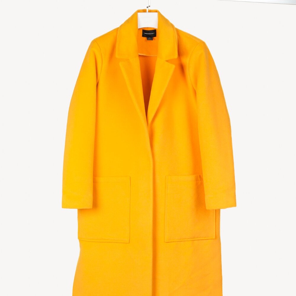 Something Navy Yellow Felt Patch-Pocket Over Coat